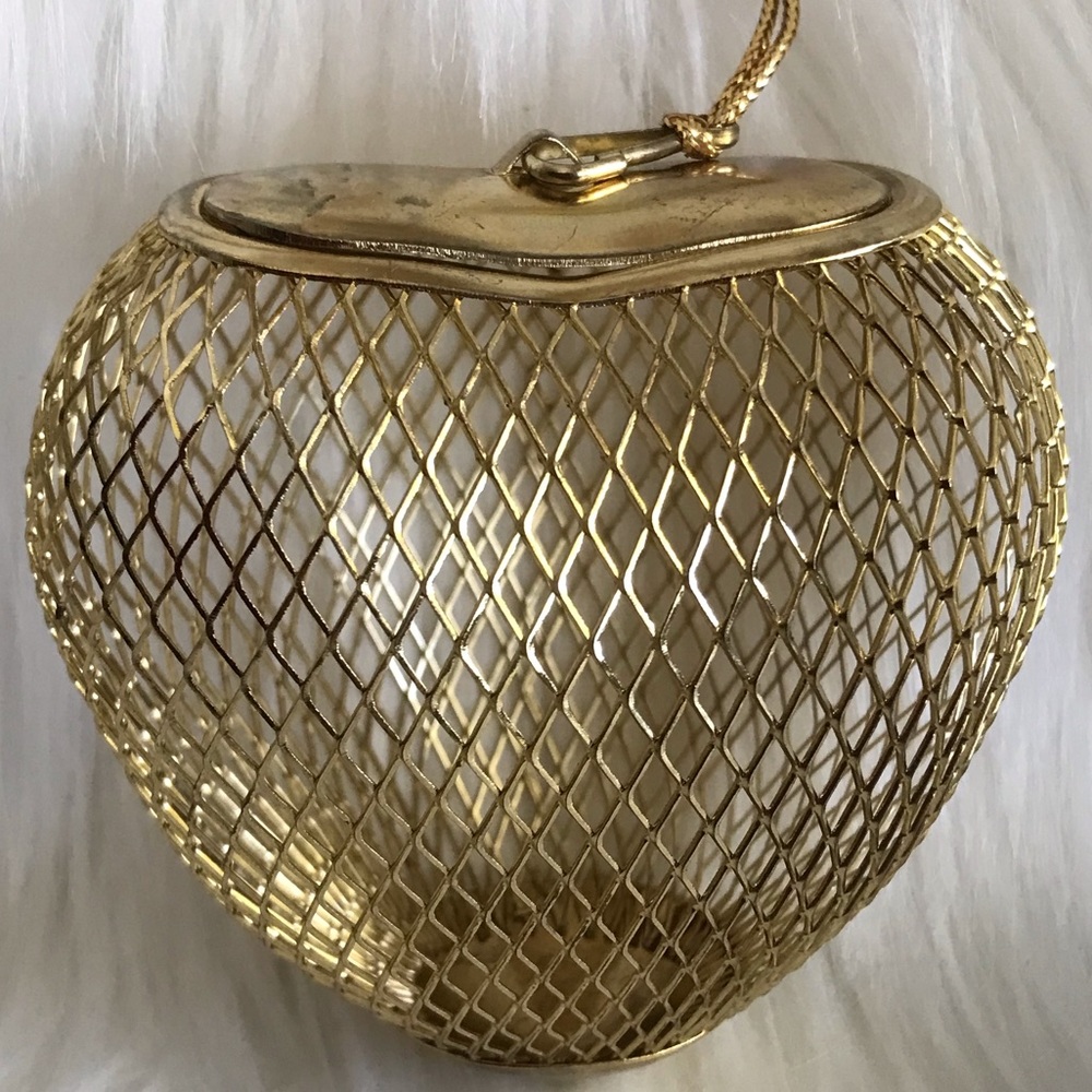 Santa's Workbench 3" Mesh Heart Christmas Ornament - Made in Taiwan - VTG - NEW